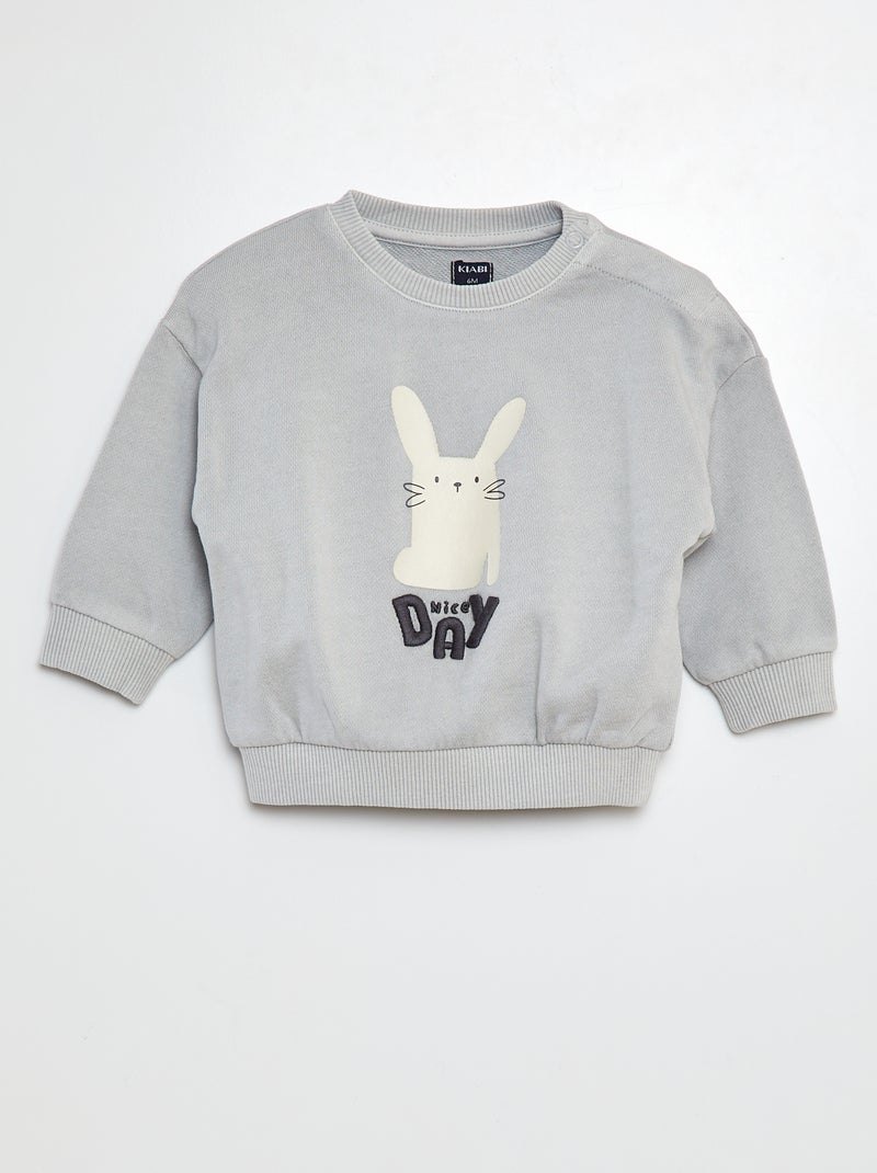 Sweater van joggingstof met recto-versoprint BLAUW - Kiabi