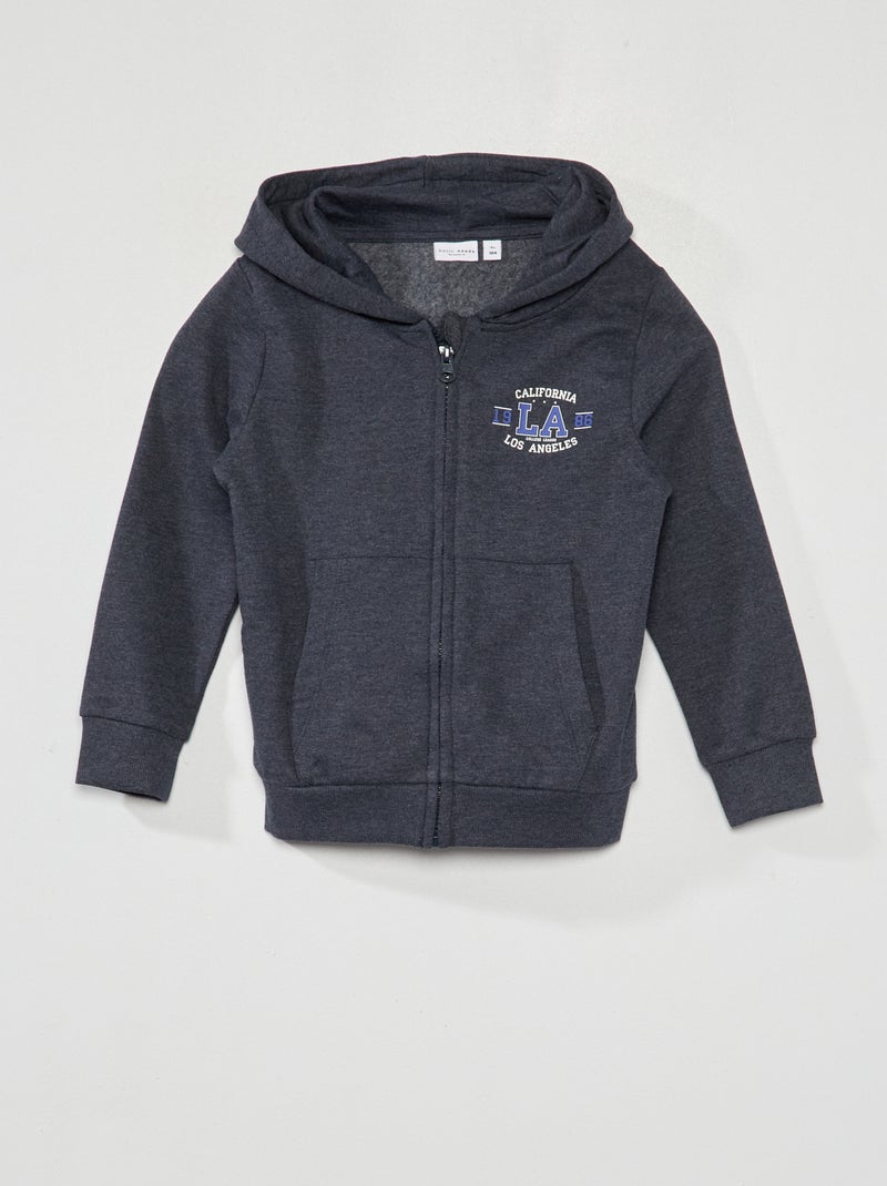 Sweater van joggingstof met rits BLAUW - Kiabi