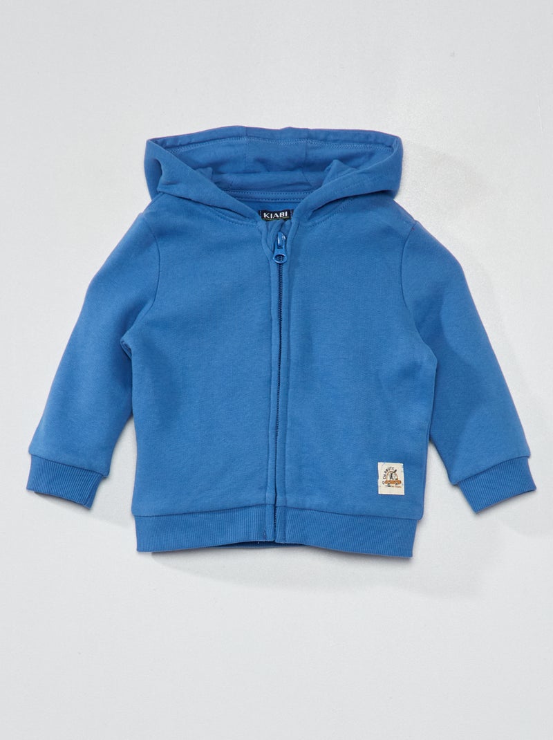 Sweater van joggingstof met rits BLAUW - Kiabi