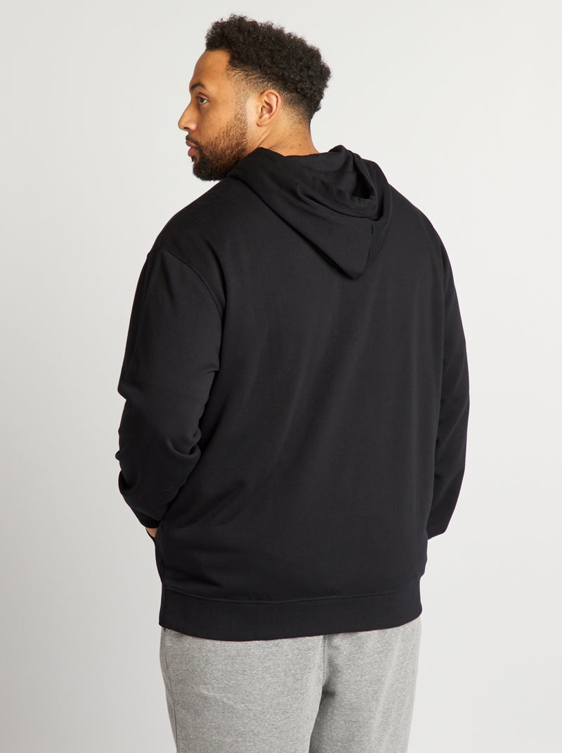 Sweater van joggingstof met rits en capuchon ZWART - Kiabi