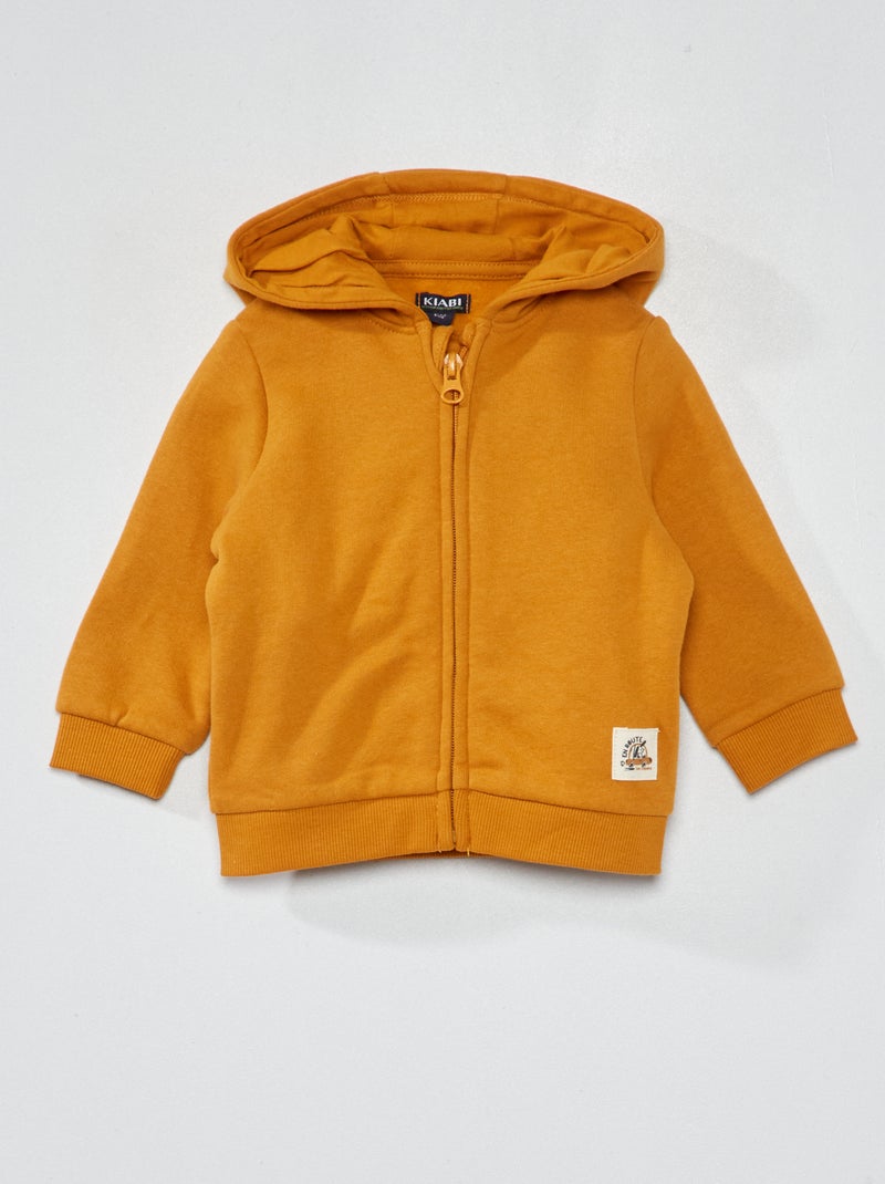 Sweater van joggingstof met rits GEEL - Kiabi