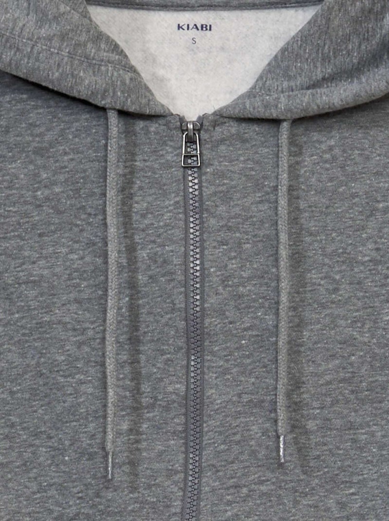 Sweater van joggingstof met rits GRIJS - Kiabi