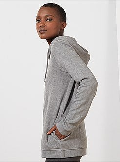 Sweater van joggingstof met ritssluiting en capuchon - Kiabi