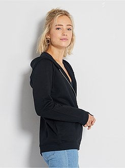 Sweater van joggingstof met ritssluiting en capuchon - Kiabi