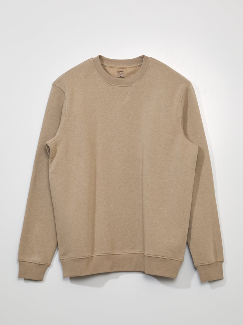 Sweater van joggingstof met ronde hals BIEGE - Kiabi