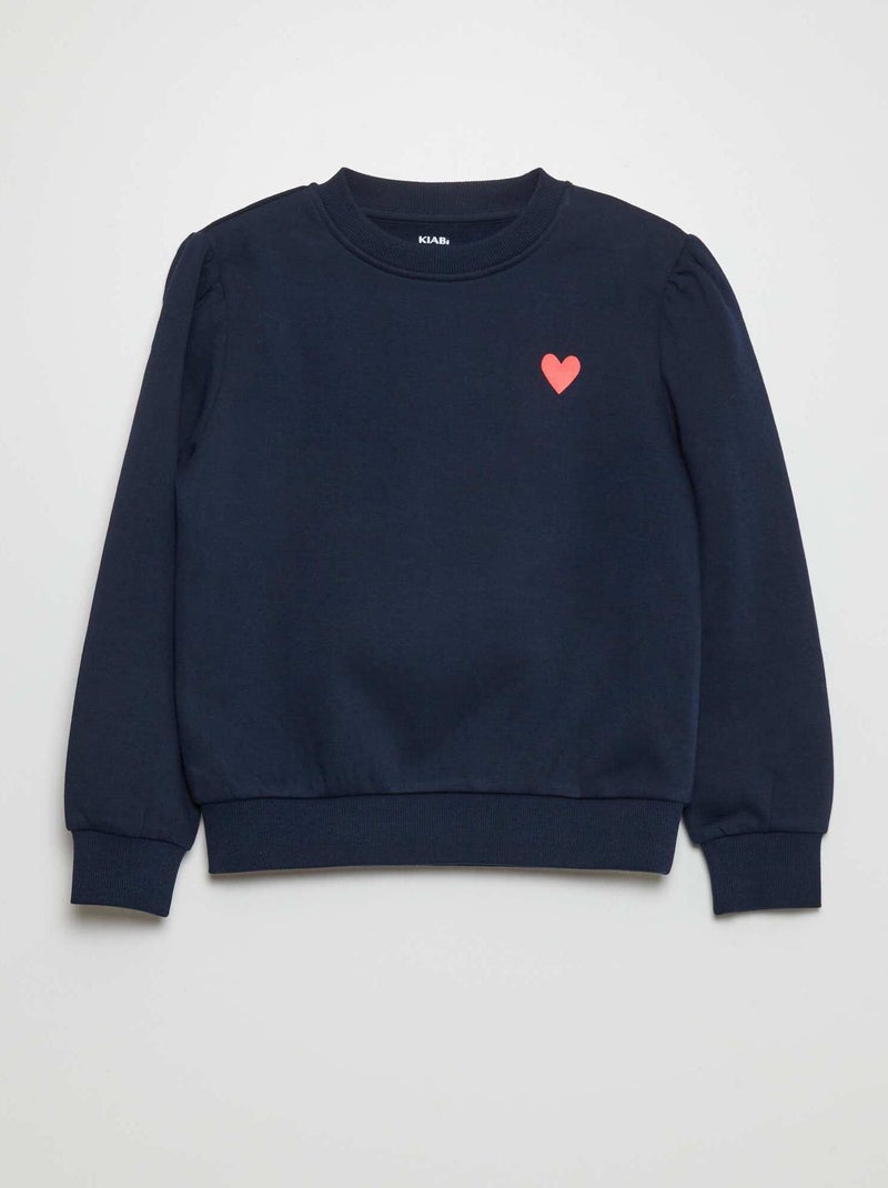 Sweater van joggingstof met ronde hals BLAUW - Kiabi