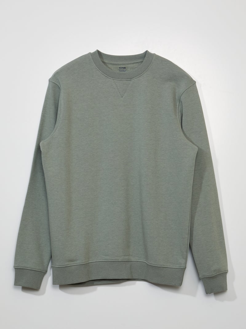 Sweater van joggingstof met ronde hals grijs - Kiabi