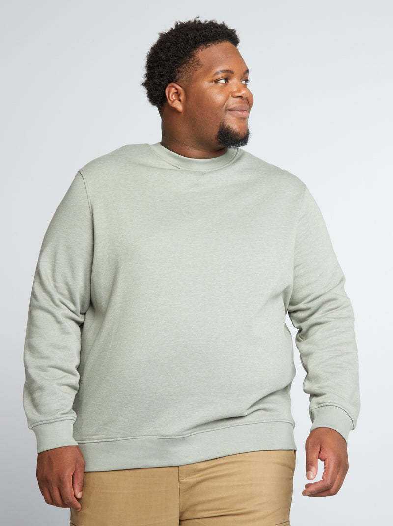 Sweater van joggingstof met ronde hals GROEN - Kiabi