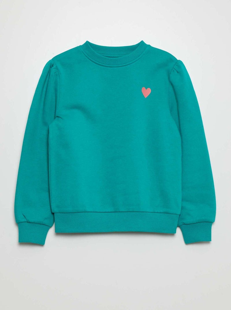 Sweater van joggingstof met ronde hals GROEN - Kiabi
