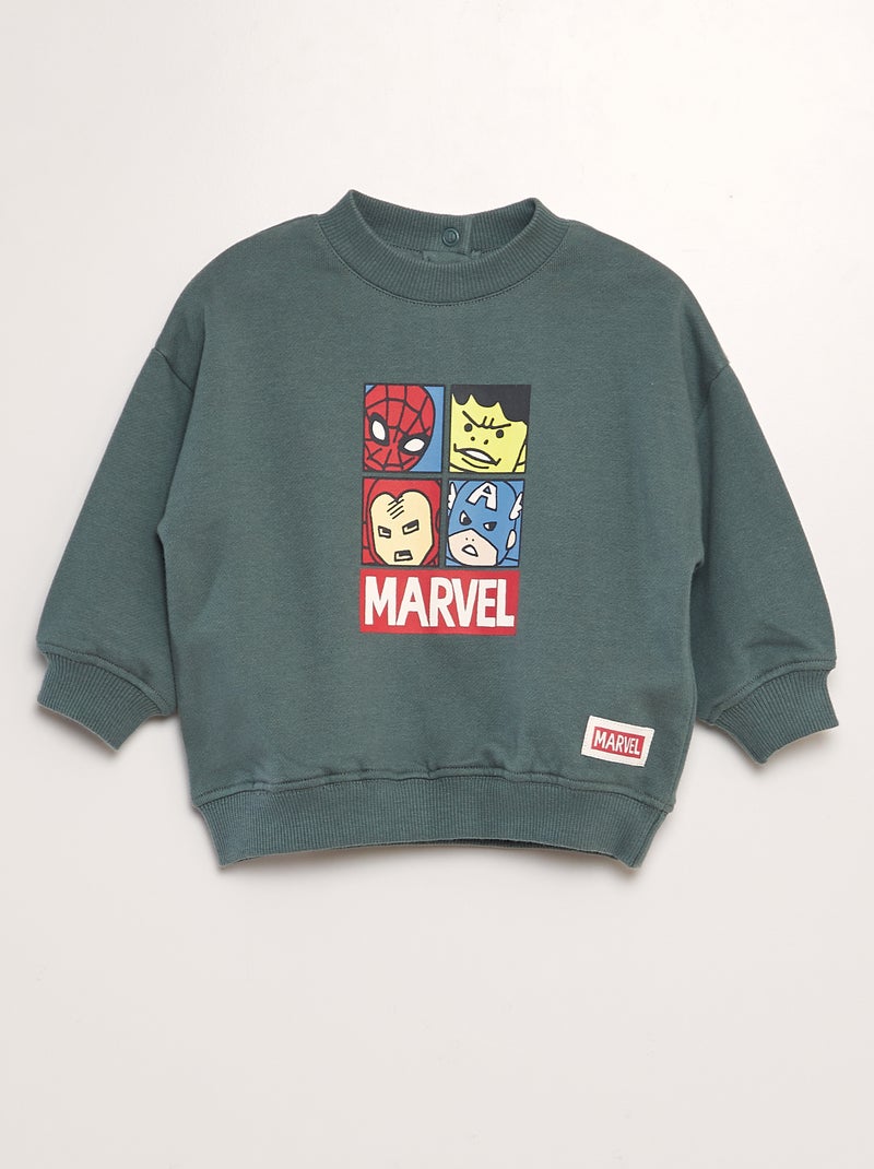 Sweater van joggingstof met ronde hals 'Marvel' 'Avengers' GROEN - Kiabi
