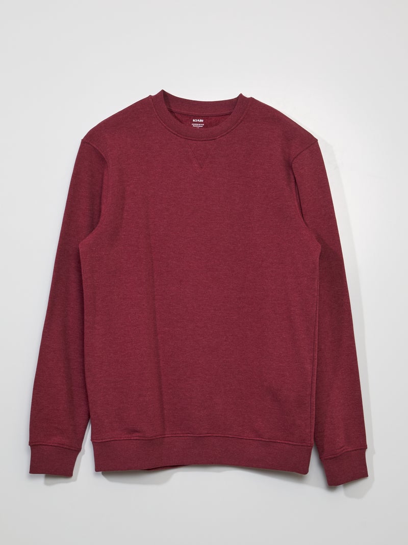 Sweater van joggingstof met ronde hals ROOD - Kiabi