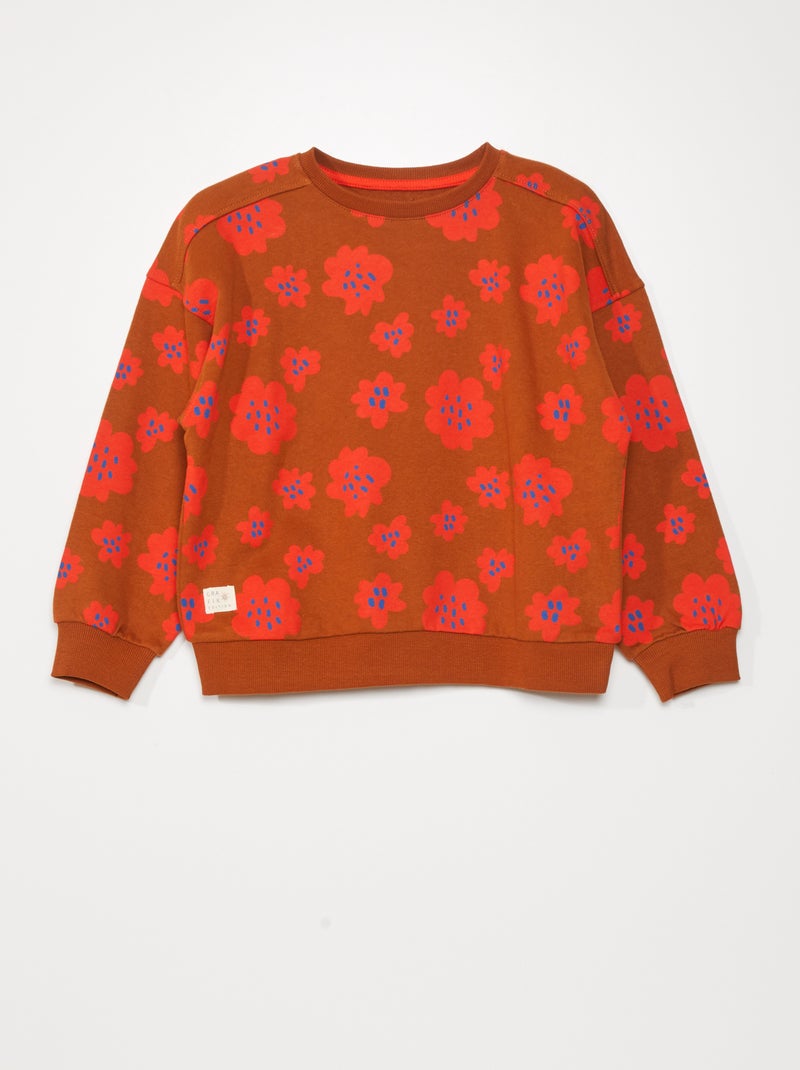 Sweater van joggingstof met ronde hals WIT - Kiabi