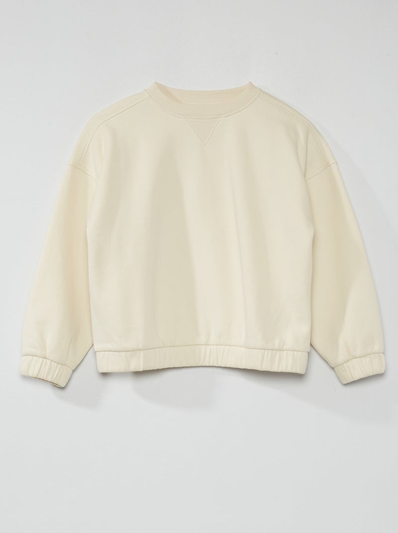 Sweater van joggingstof met ronde hals WIT - Kiabi
