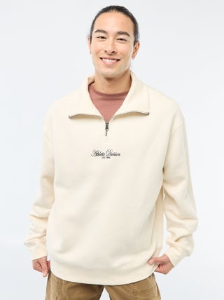 Sweater van joggingstof met schipperskraag