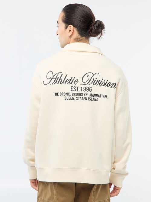 Sweater van joggingstof met schipperskraag - Kiabi