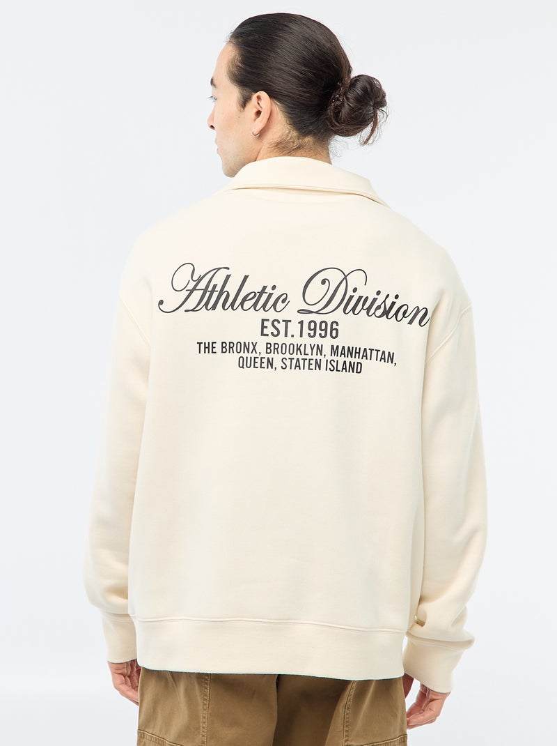 Sweater van joggingstof met schipperskraag Biege - Kiabi