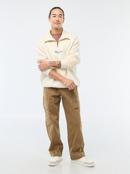 Sweater van joggingstof met schipperskraag - Kiabi