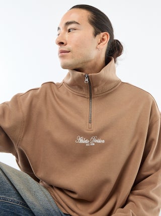 Sweater van joggingstof met schipperskraag