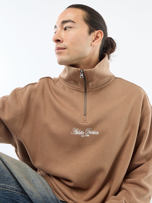 Sweater van joggingstof met schipperskraag - Kiabi