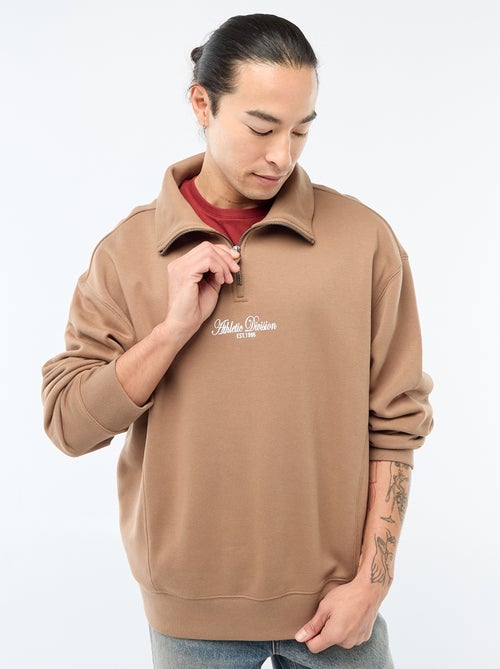 Sweater van joggingstof met schipperskraag - Kiabi