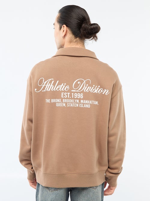 Sweater van joggingstof met schipperskraag - Kiabi