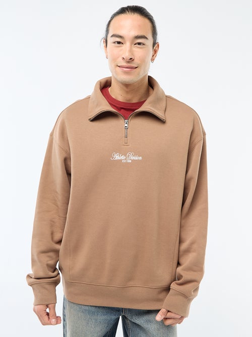 Sweater van joggingstof met schipperskraag - Kiabi