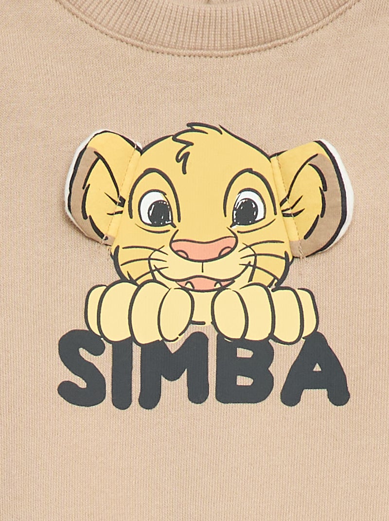 Sweater van joggingstof met 'Simba'-print Biege - Kiabi