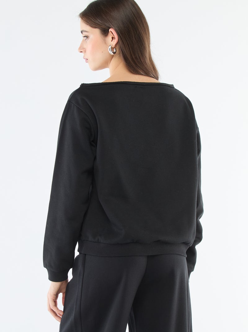 Sweater van joggingstof met sportieve look Zwart - Kiabi
