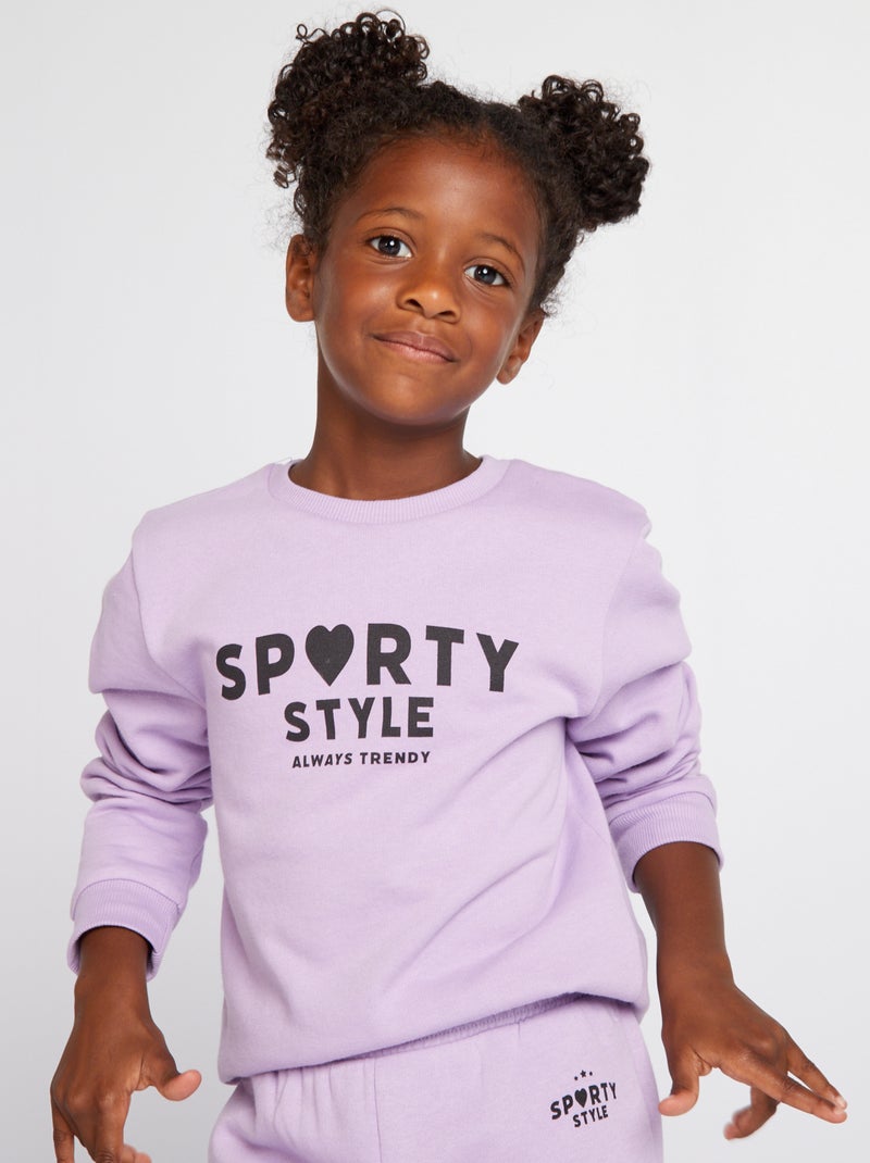 Sweater van joggingstof met tekstopdruk Paars - Kiabi