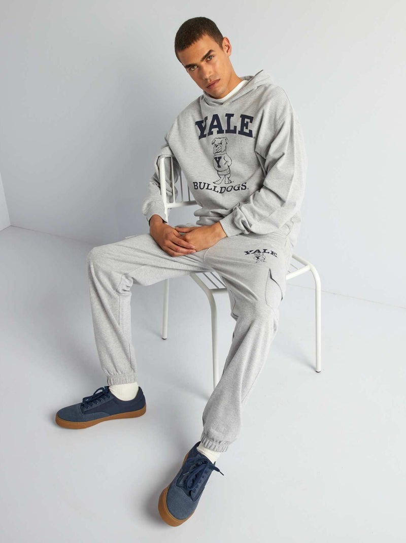 Sweater van joggingstof met tekstopdruk 'Yale' grijs gemêleerd - Kiabi