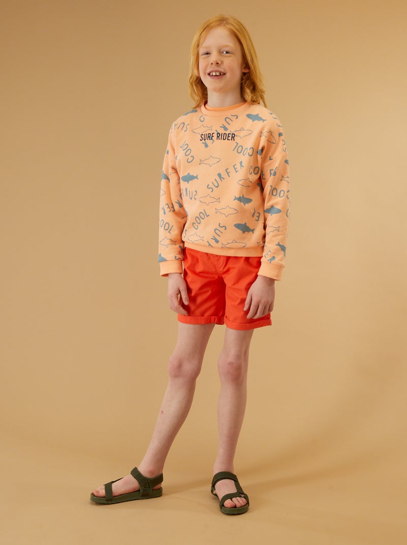 Sweater van joggingstof ORANJE - Kiabi