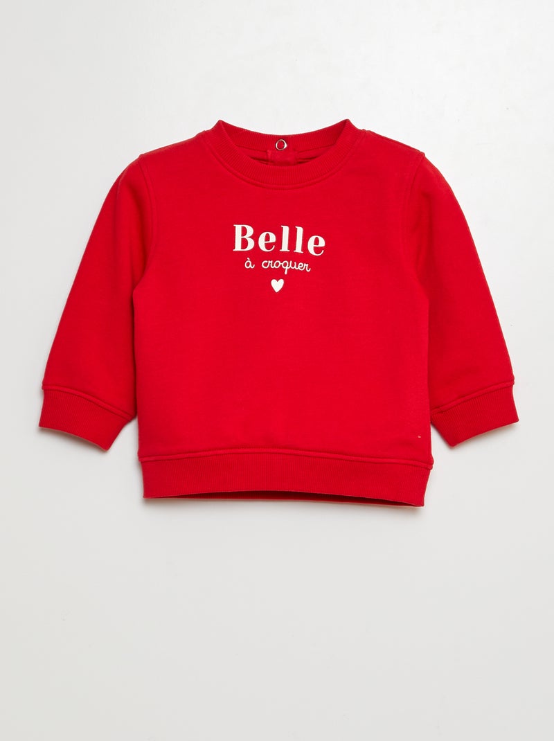 Sweater van joggingstof ROOD - Kiabi