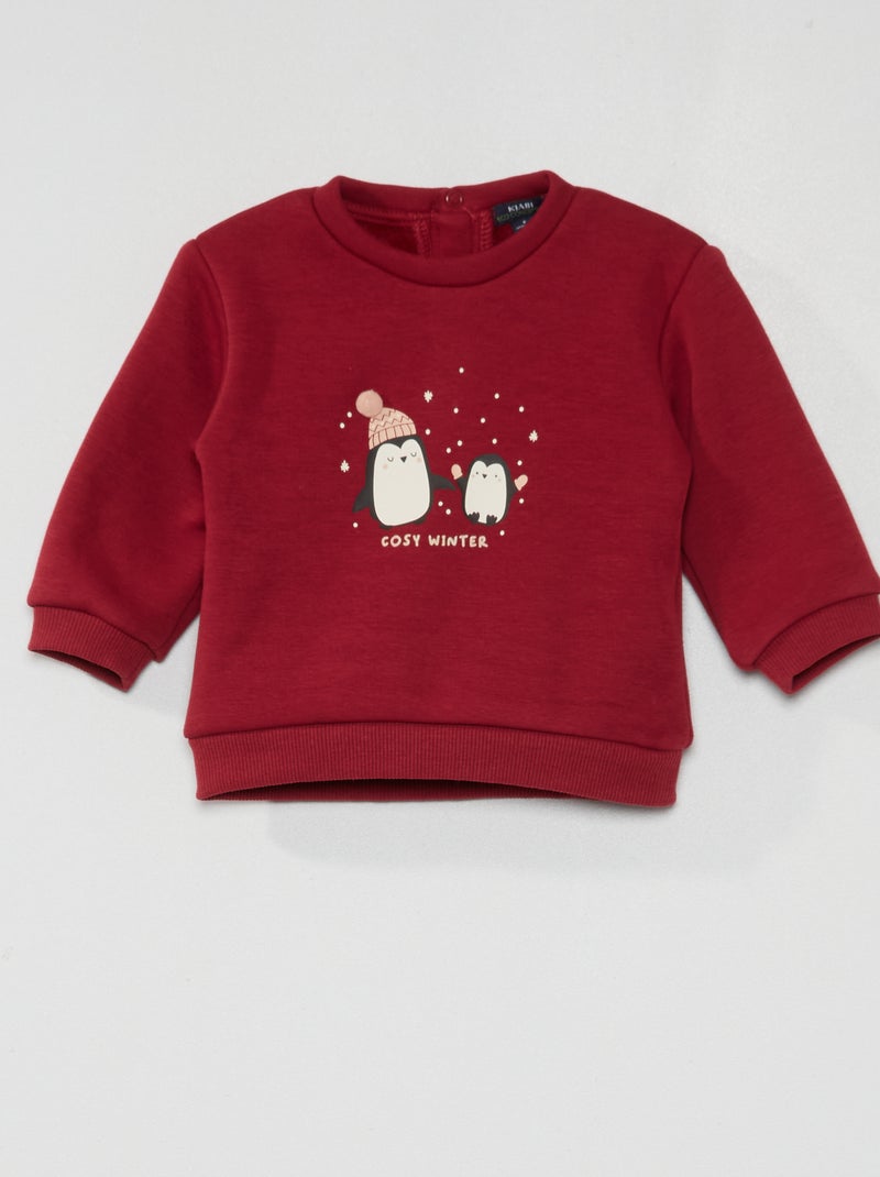 Sweater van joggingstof ROOD - Kiabi