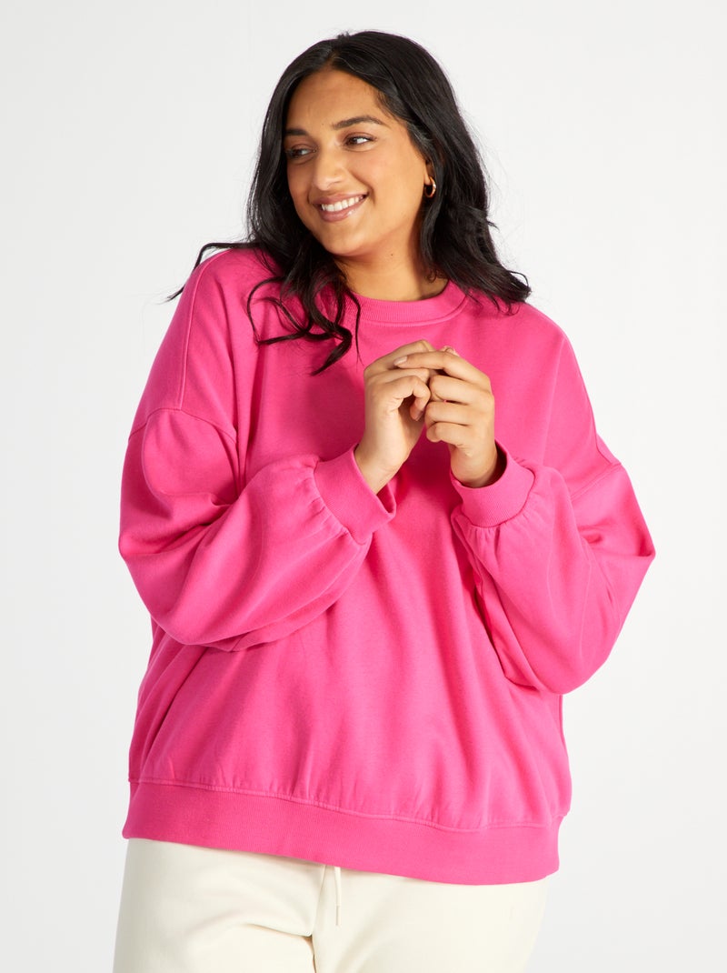 Sweater van joggingstof roze - Kiabi