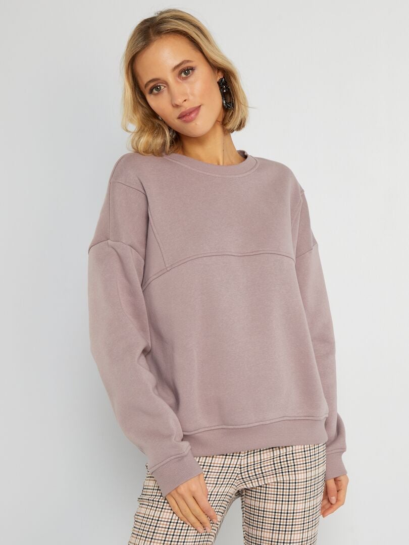 Sweater van joggingstof roze grijs - Kiabi