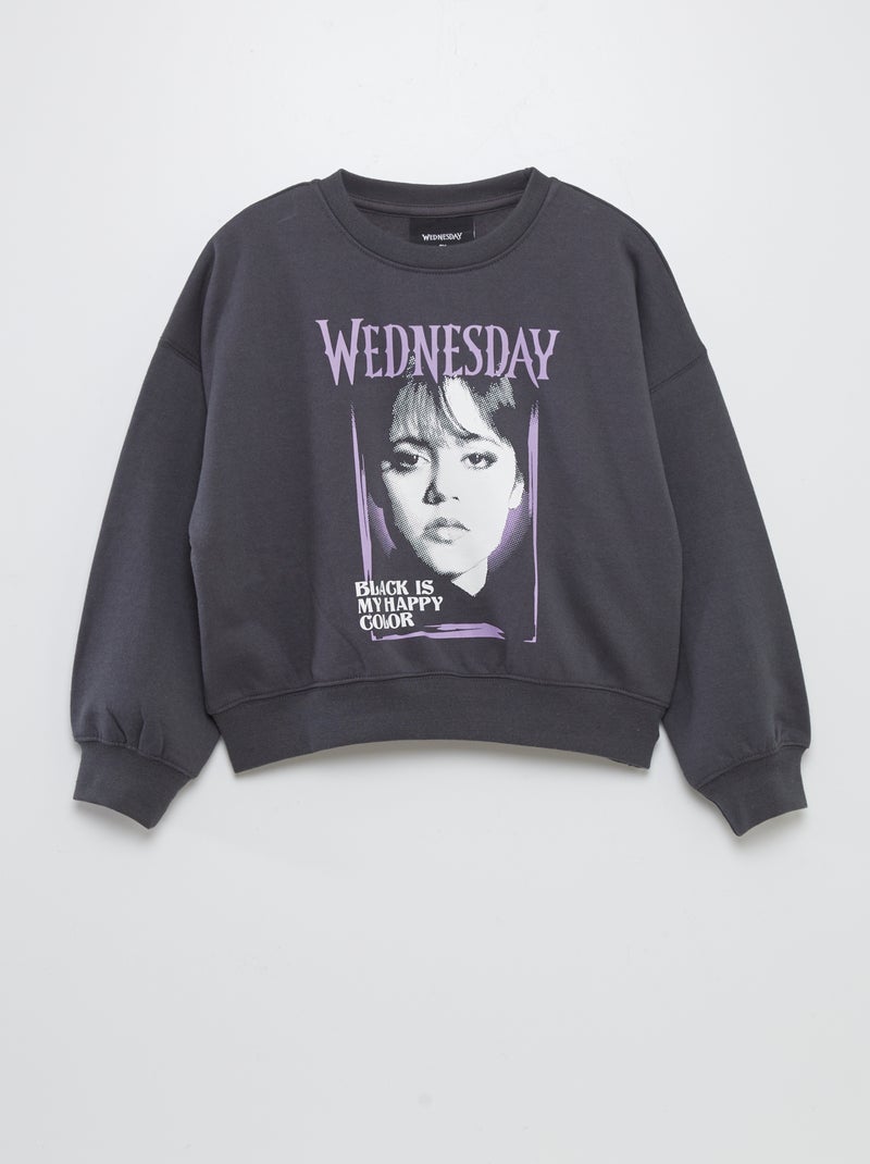 Sweater van joggingstof 'Wednesday' ZWART - Kiabi