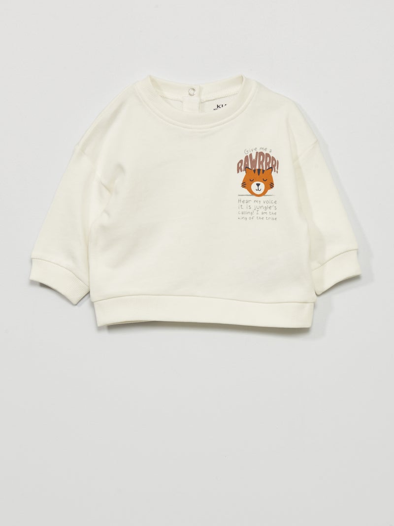 Sweater van joggingstof WIT - Kiabi