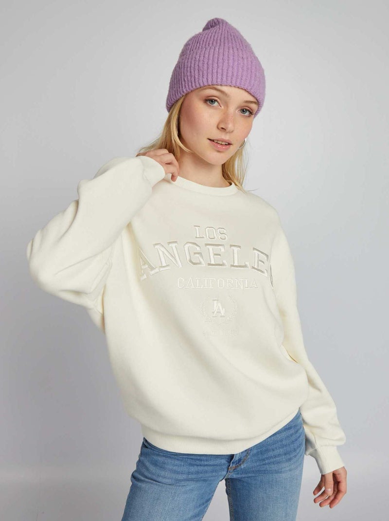 Sweater van joggingstof WIT - Kiabi
