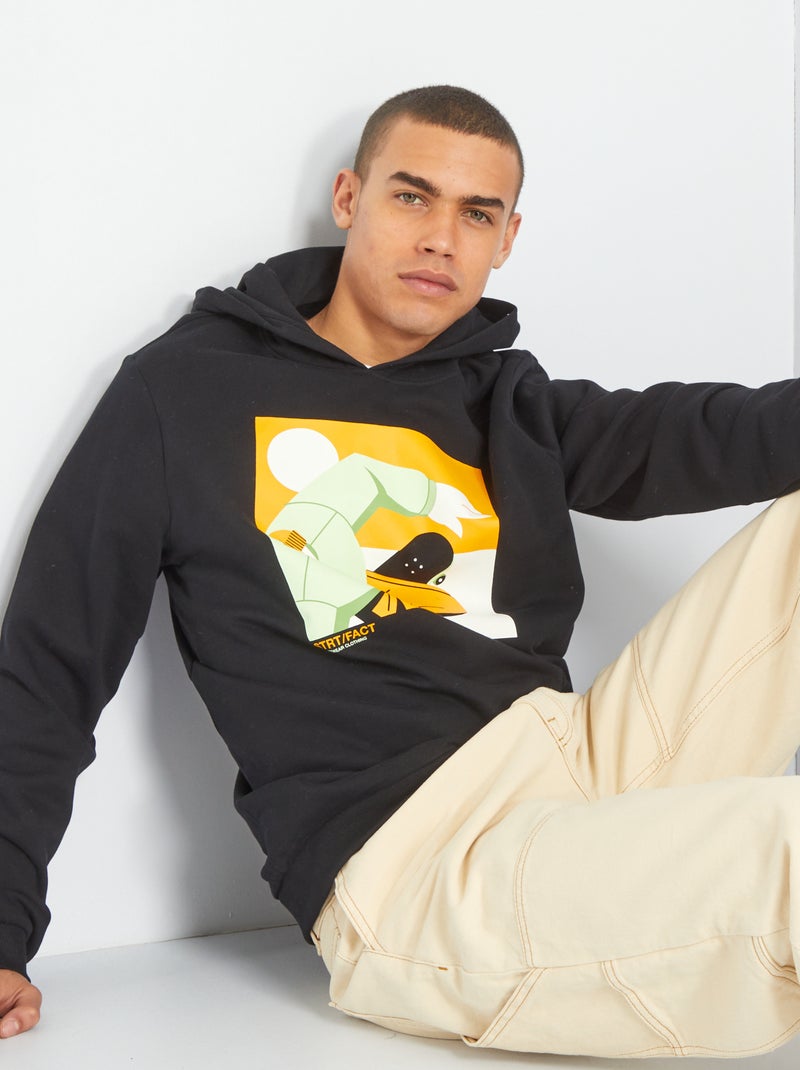 Sweater van joggingstof ZWART - Kiabi