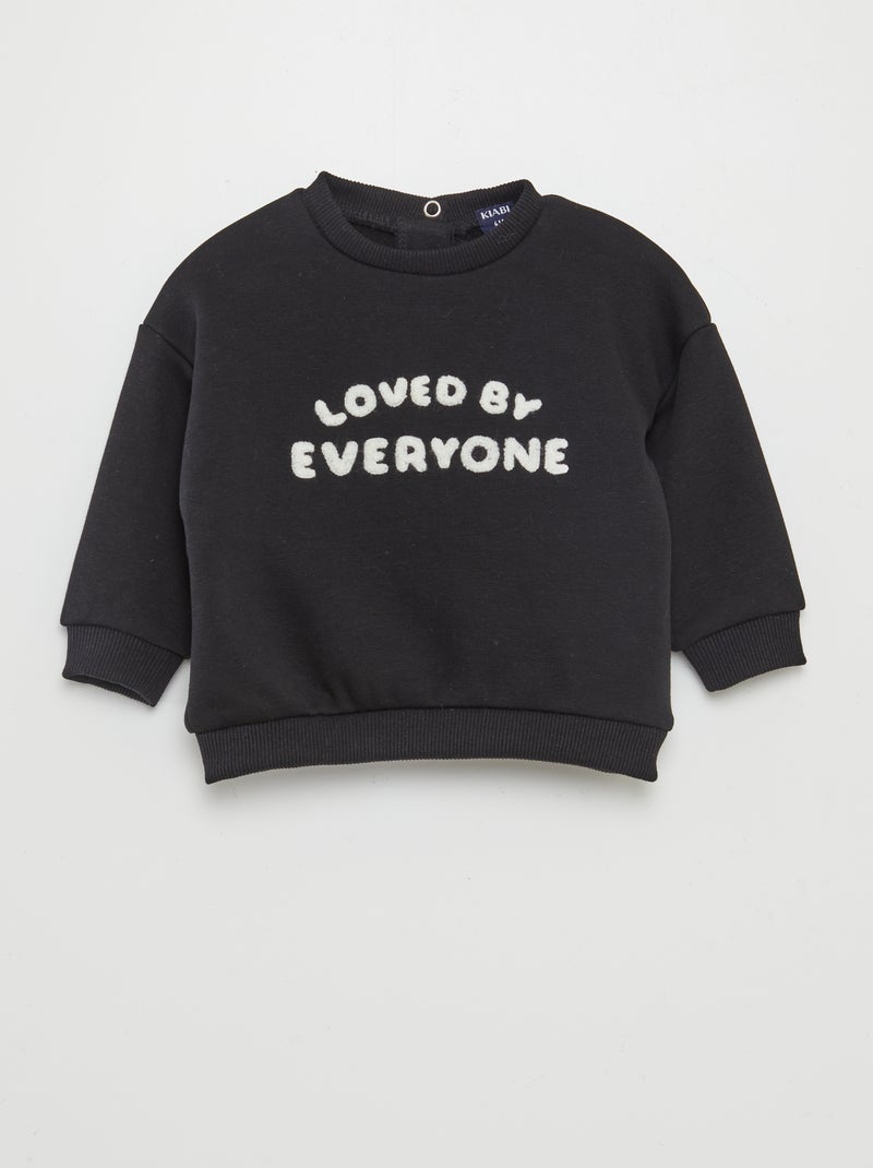 Sweater van joggingstof ZWART - Kiabi