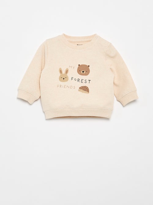 Sweater van lichte fleece met print - Kiabi