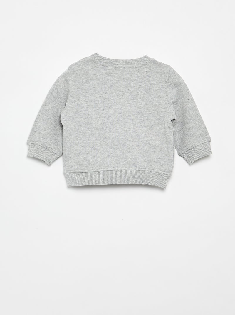Sweater van lichte fleece met print Grijs - Kiabi
