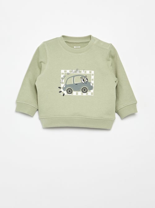 Sweater van lichte fleece met print - Kiabi