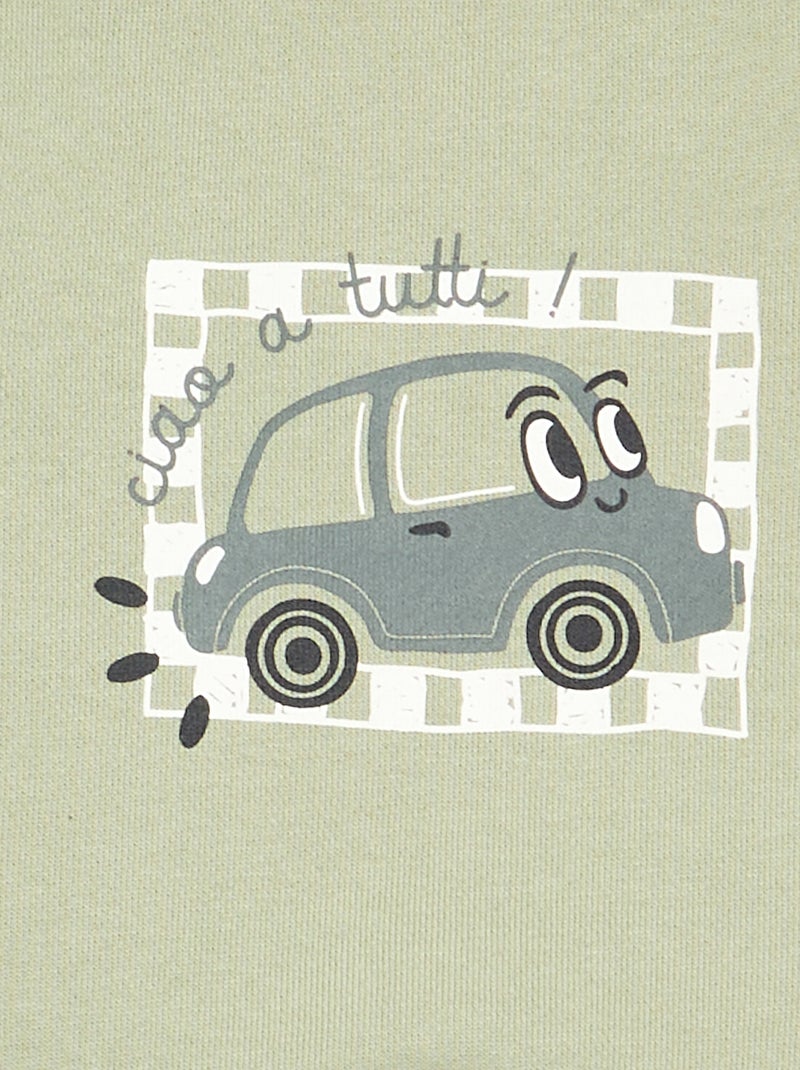 Sweater van lichte fleece met print Groen - Kiabi
