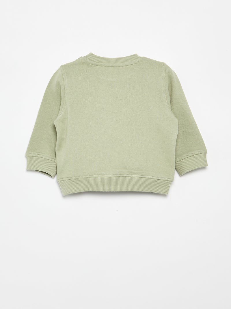 Sweater van lichte fleece met print Groen - Kiabi