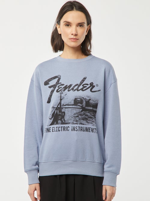 Sweater van lichte joggingstof met Fender-print - Kiabi