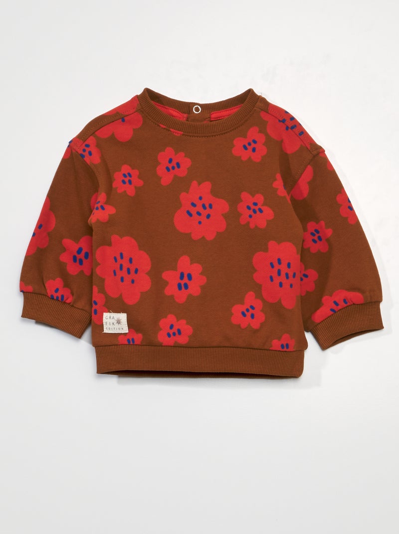 Sweater van lichte joggingstof met opening op de rug WIT - Kiabi