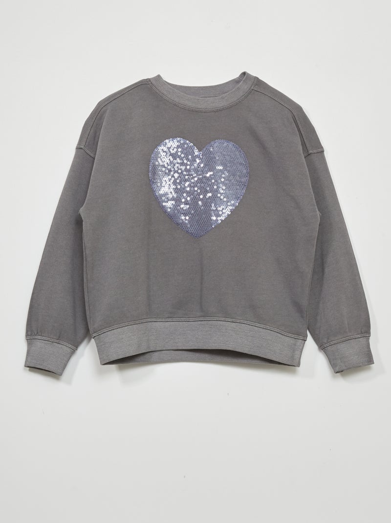 Sweater van lichte joggingstof met print GRIJS - Kiabi