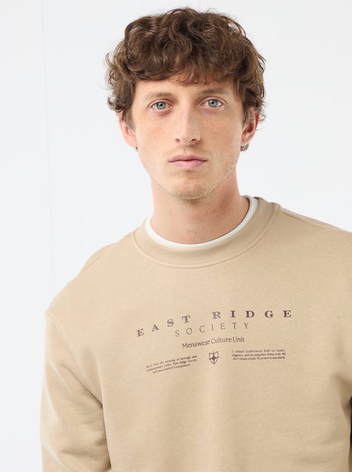 Sweater van lichte joggingstof met print voor- en achterkant - Kiabi