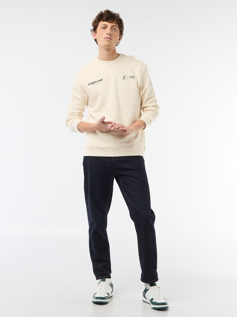 Sweater van lichte joggingstof met print voor- en achterkant Wit - Kiabi